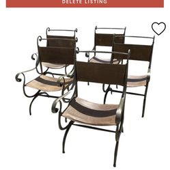 5 Metal Leather Director Style Chairs 
