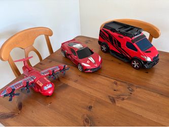 3 MICRO MACHINE SETS (Supervan City, Fire and Rescue Cargo Transporter, and Corvette Raceway)