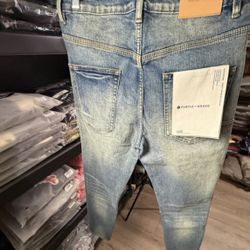 Purple Brand P002 Slim Fit Jeans Size 34 Light Indigo Distressed