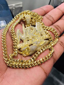 Solid 14K Gold Filled NO RATS ALLOWED PENDANT WITH CUBAN...