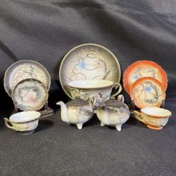 Vintage Japanese Tea Set Moriage Style (raised Enamel) Made From 1(contact info removed)