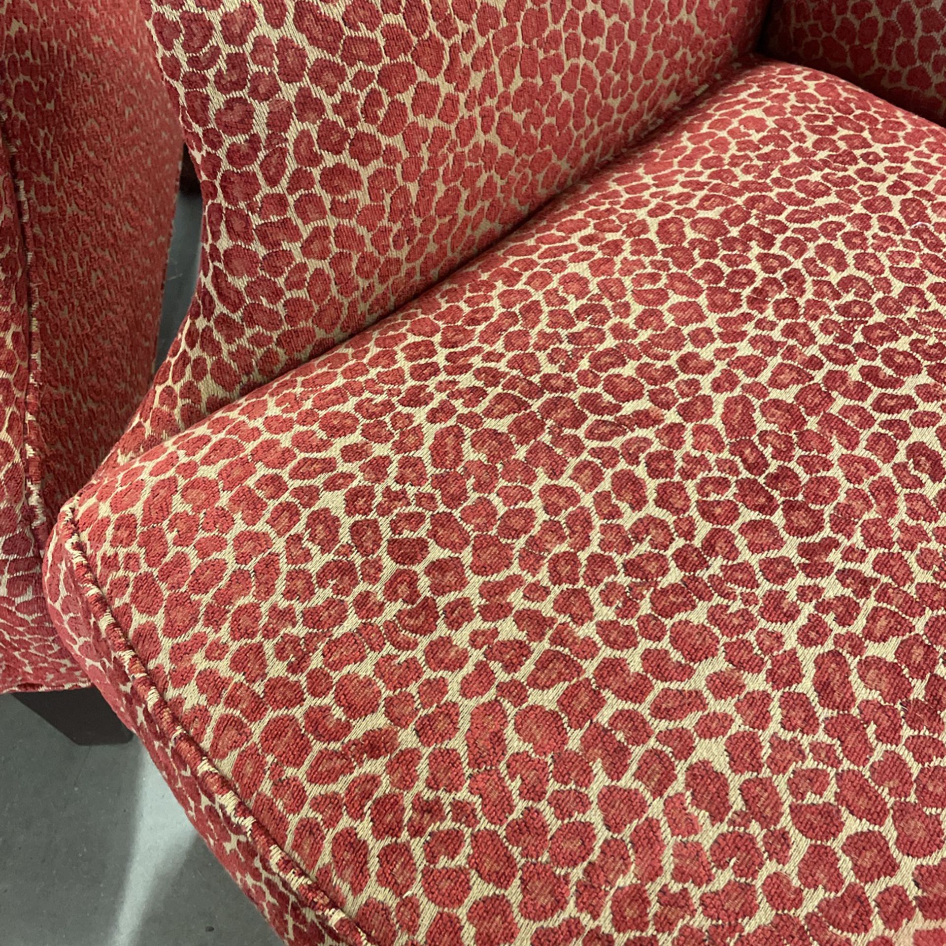 Pair Of Matching Chairs, Red Fabric, Top Quality 
