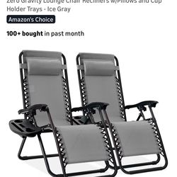 Best Choice Products Set of 2 Zero Gravity Recliner Chairs w/Pillows & Cup Holders - Ice Gray