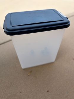 Clear Plastic Rolling Storage Container with Dark Lid