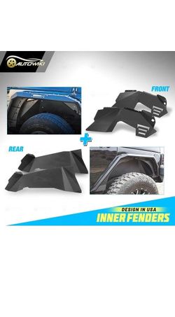 LA Zona Auto Parts 2007 to 2017 Jeep Wrangler inner fender flares polvaderas de metal rear and front