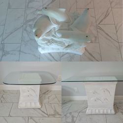 Dolphin Dining Table Set with 4 Chairs, Entry Table, and side table