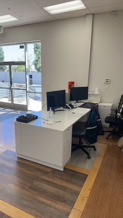 Modern White Reception Desk / Front Counter – Like New – $650