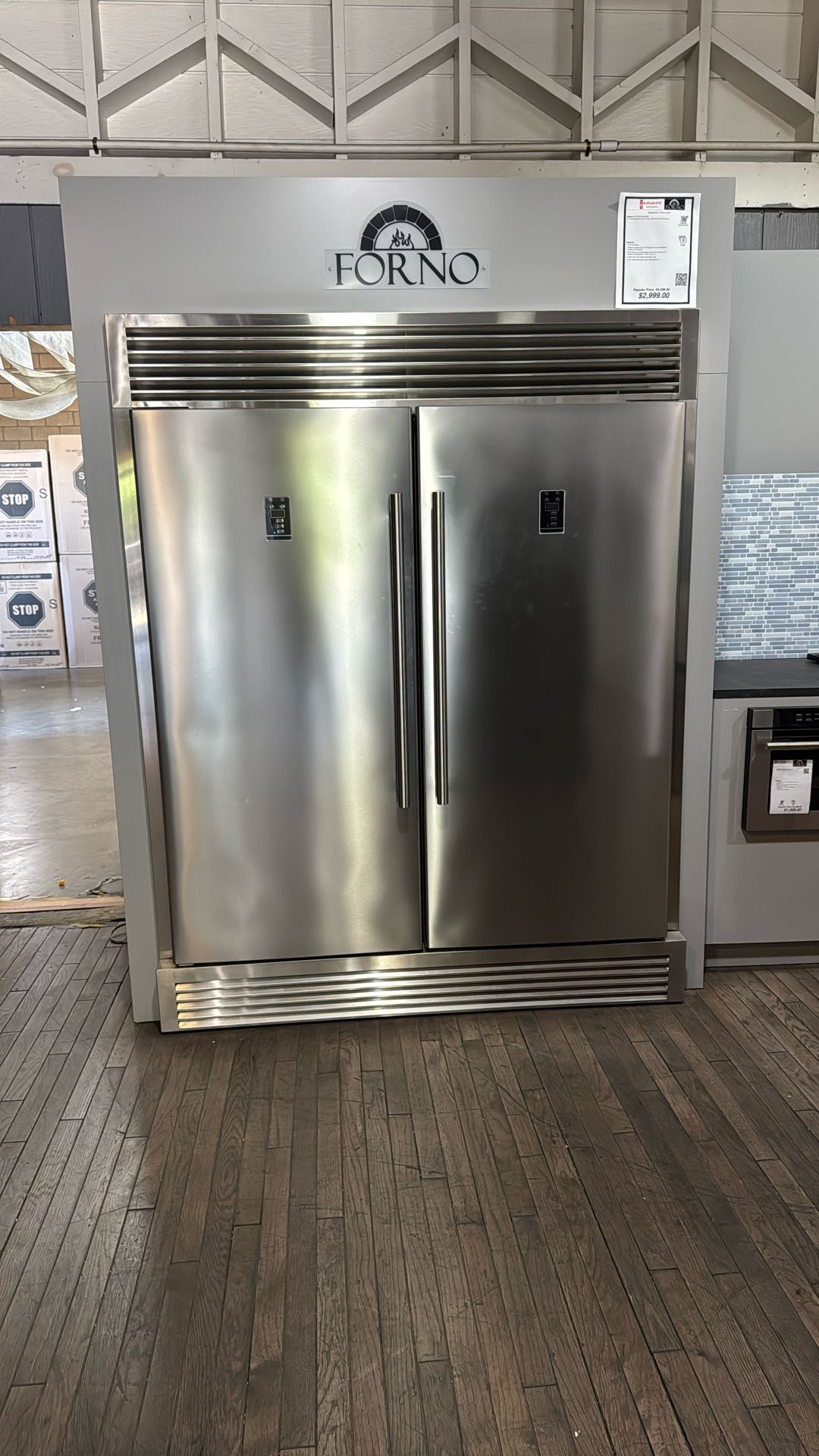 Forno Two piece 56 inch convertible refrigerator freezer 27.6 ft.³ with decorative grill overall width 60 inches