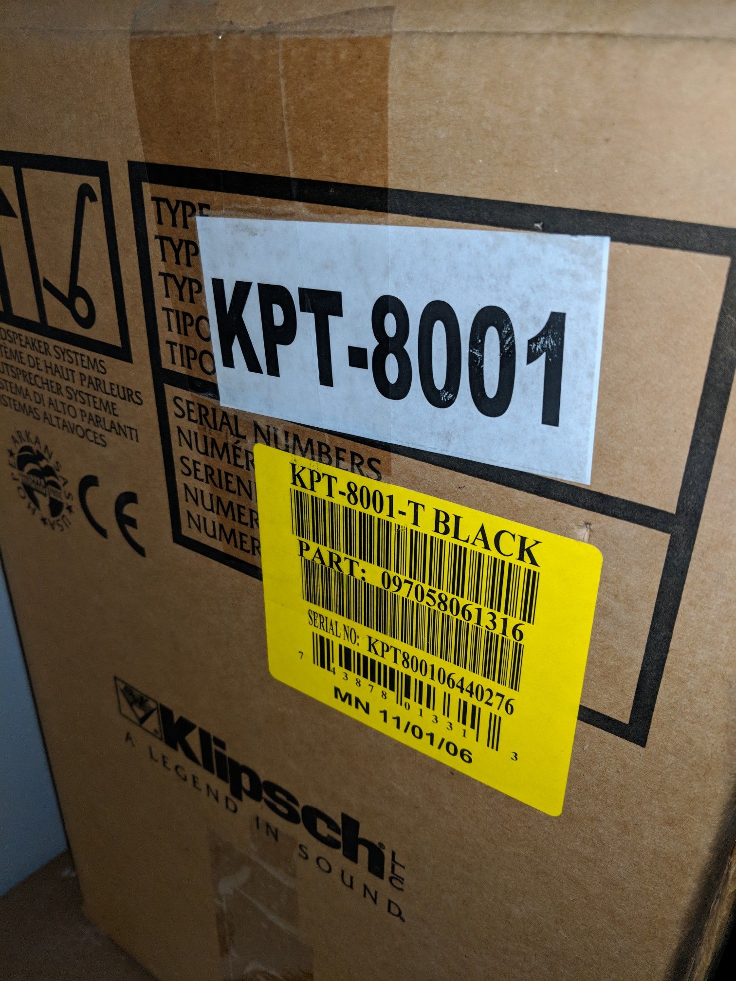Klipsch KPT 8001 speakers set of 2 NEW