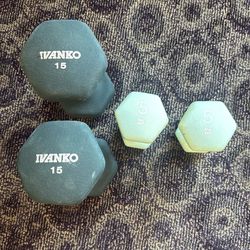 Dumbbells - Pairs of 5 lbs & 15 lbs
