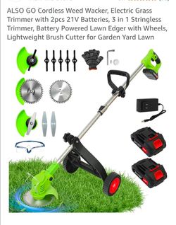 Electric Grass Trimmer with 2pcs 21V Batteries