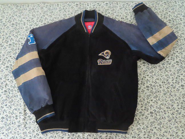 St. Louis Rams Suede Leather NFL Bomber Jacket Embroidered Men's Size M