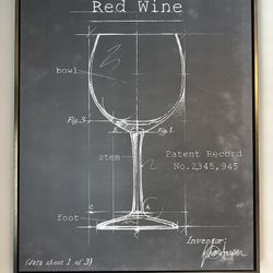 Framed Blueprint Canvas - Red Wine
