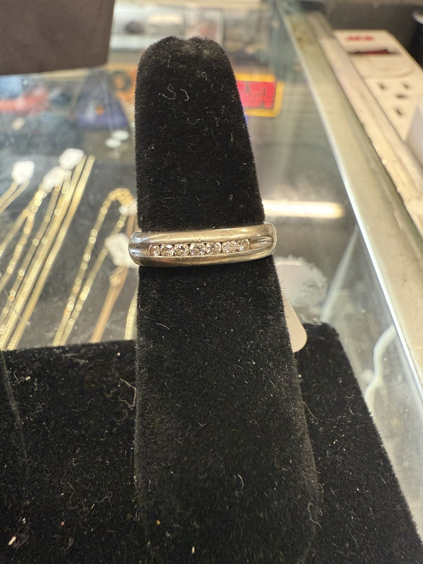 14KT White Gold Band W/ Small Natural Diamonds 40134-1