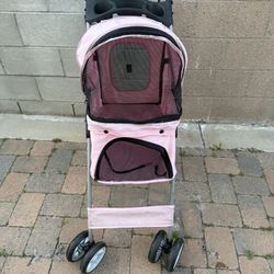 Foldable Pet Stroller Lockable Wheel LightWeight Small Medium Dog Cat Cup Holder