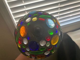 Vintage lamp, Angel holding a Stained Glass Mosaic Table Lamp