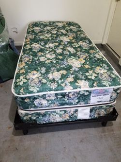 Twinsize bed mattress boxdpring and frame