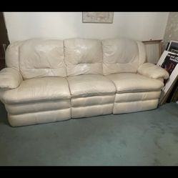 Faux Leather Sofa and Chair With 1 Table