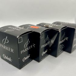 NEW Set of 4 Parker Quink Black Pen Ink Bottle, 57 ml / 1.9 fl oz