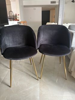 Black Velvet Dining Chair with Gold Legs