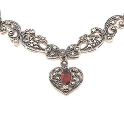 Sterling Marcasite Garnet Necklace