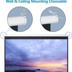 New Projector Screen Pull Down 100 Inch 16:9 HD Projection Screen Folding Home Theater Portable