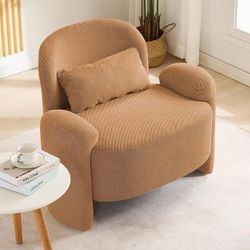 ES234 $75  LOULENS Oversized Accent Chair for Living Room, Modern Linen Fabric Comfy Lounge Armchair, Upholstered Reading Single Sofa Chairs for Bedro