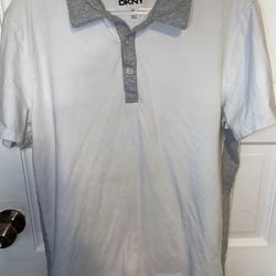 dkny polo shirt white gray Medium 