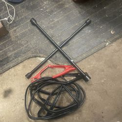 Jumper Booster Cables And Tire Iron Lug Wrench 