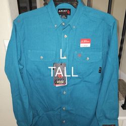 ARIAT FRC GLEN GUARD FEATHER LIGHT WEIGHT TEAL BUTTON UP SHIRTS 