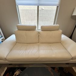 Sofa Kuka White Leather Uptown Sofa