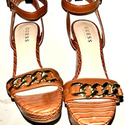⚡ Cyber Monday Deal — Today Only! ⚡ ✨ GUESS 2022 Gold-Chain Wedge Platforms — Snakeskin Luxe | Size 9 | Like New ✨