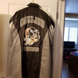Raiders Leather Coat.  Size Large. 