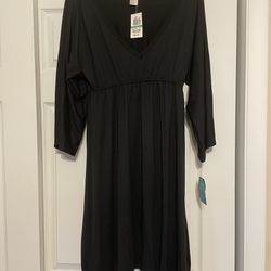 Brand New Bloomingdale’s Aqua Black Jersey Knit Dress - Size Large
