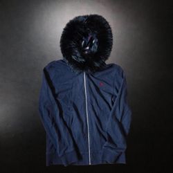 Burberry Black Label Zip Up Fur Hoodie 