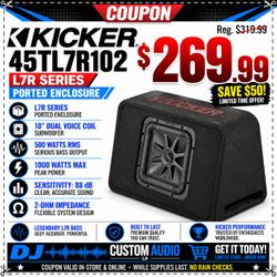 Kicker L7 Solo-Baric L7R10 Bass Speaker 10" Dual Voice Coil Subwoofer 1000 Watts TL7R10 45TL7R102 🚨 Payment Options Available 🚨 No Credit Needed 🚨