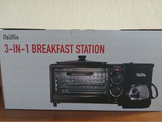 Ne𝒪lix 3-in-1 Breakfast Station NX-26008 Toaster Oven Coffee Maker Griddle