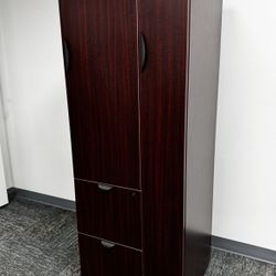 Get Organized! Used - Mahogany Laminate Storage Cabinet w/ Wardrobe