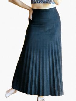 Black Faux Suede Pleated Maxi Skirt High Waisted Slit Whimsigoth Witchy Vampy XS