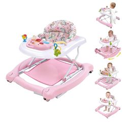 Foldable Baby 5-in-1 Activity Walker - Rocker, Activity Center, Bouncer, Seat Walker, Push Walker - Adjustable Speed Rear Wheels and Height Toys Ages 