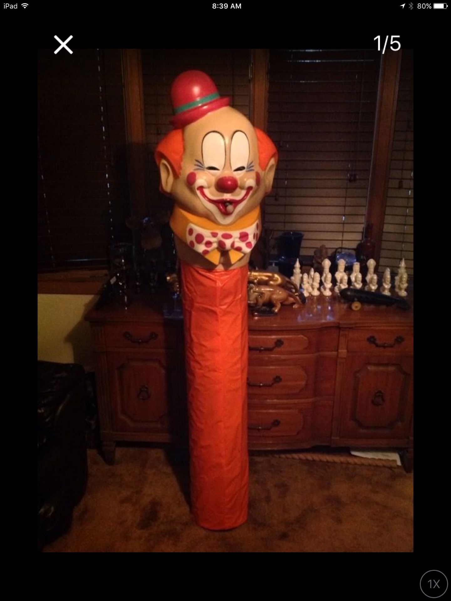 Vintage clown helium balloon inflator