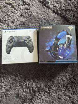 Brand New PS5 Controller Unopened Box & Brand New Unused Gamer Headphones 