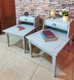 Antiques side tables light blue