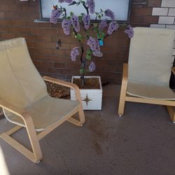 Blond Wood Low-to-the-ground Chairs