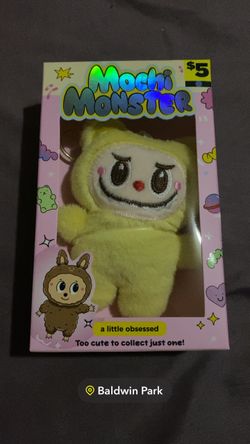 Yellow Mochi Monster Plush Keychain Figure