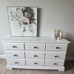 9 Drawer White Dresser Gold Knobs