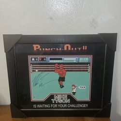 mike tyson signed punch out frame 19.5x23.5 with c.o.a.