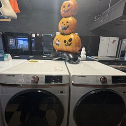 Samsung Front Load Washer & Gas Dryer in Ivory with Rose Gold