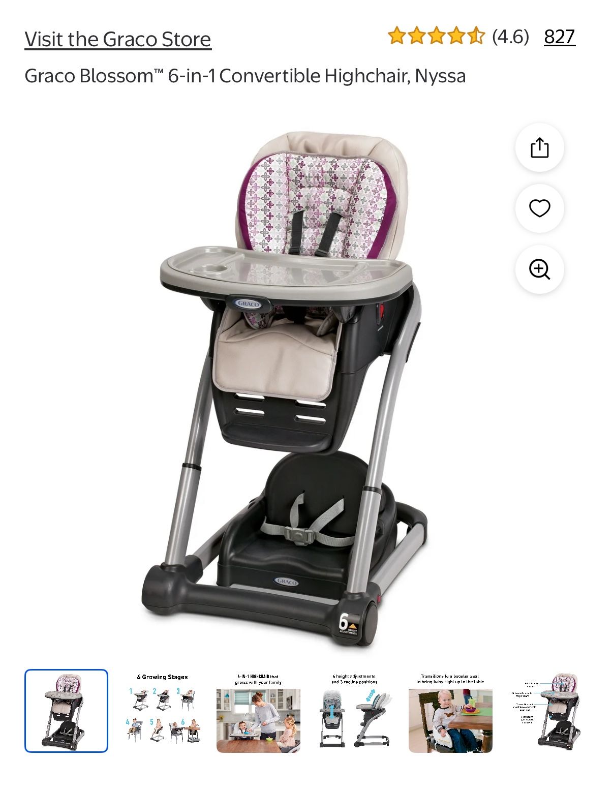 Booster Seat Graco Blossom In High Chair Nyssa Seat Pad Graco High