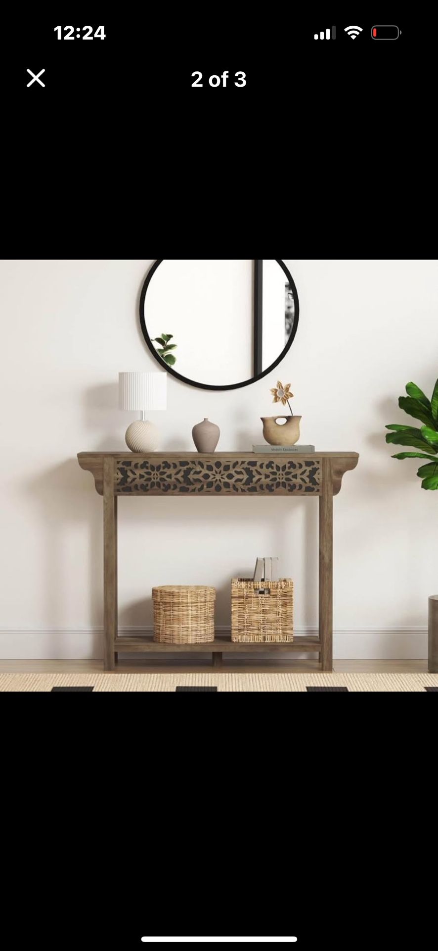 Wood Console Table with Storage, 2-Tier Narrow Entryway Table for Hallway, Entrance and Foyer